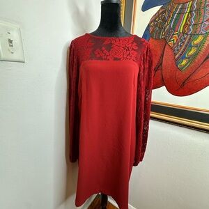 Whbm Elegant Red Lace Dress